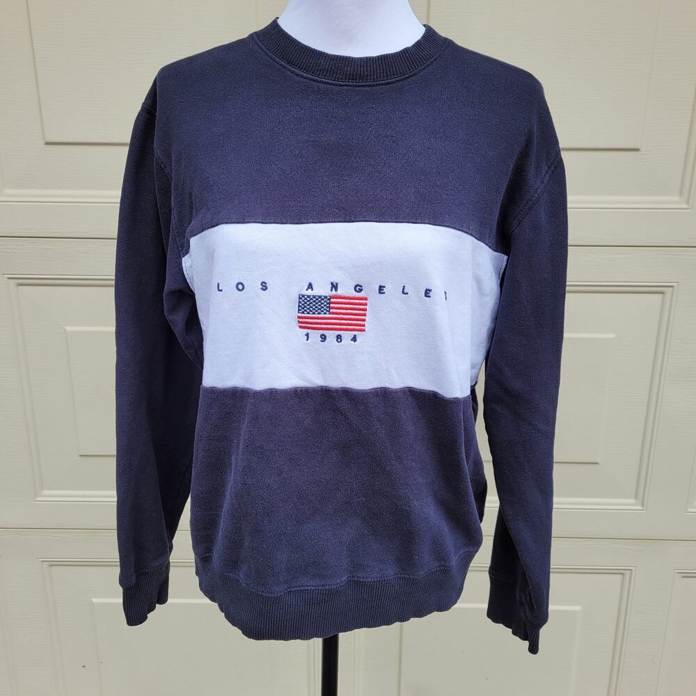 John Galt Los Angeles 1984 Navy Colorblock Embroidered American Flag One Size